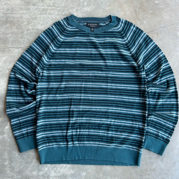 Banana Republic Other - Banana Republic Men's Blue Striped Crewneck Sweater